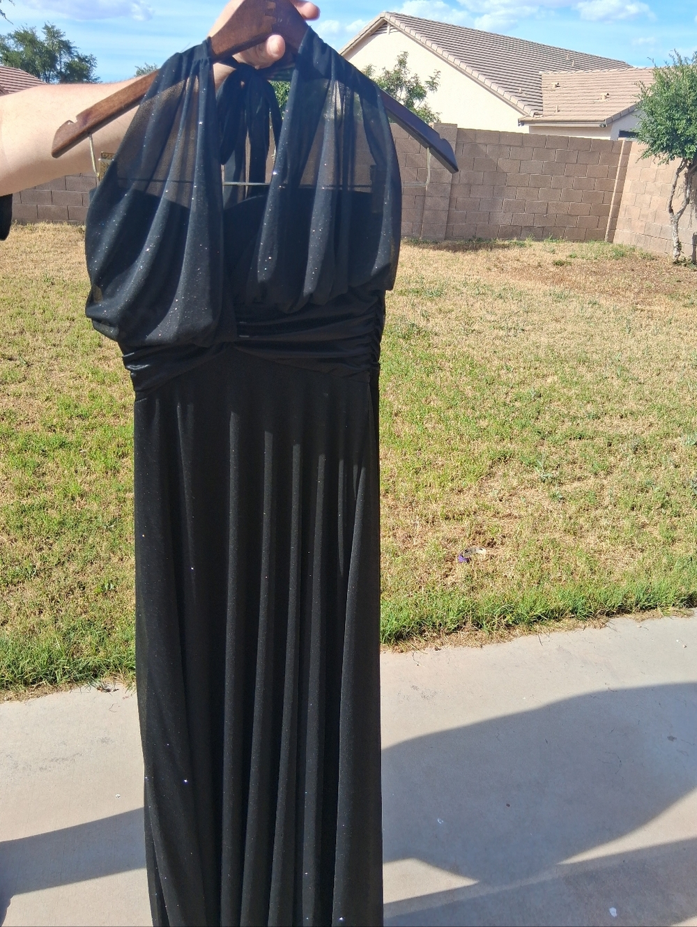 XOXO Black Maxi Dress with Subtle Sparkle